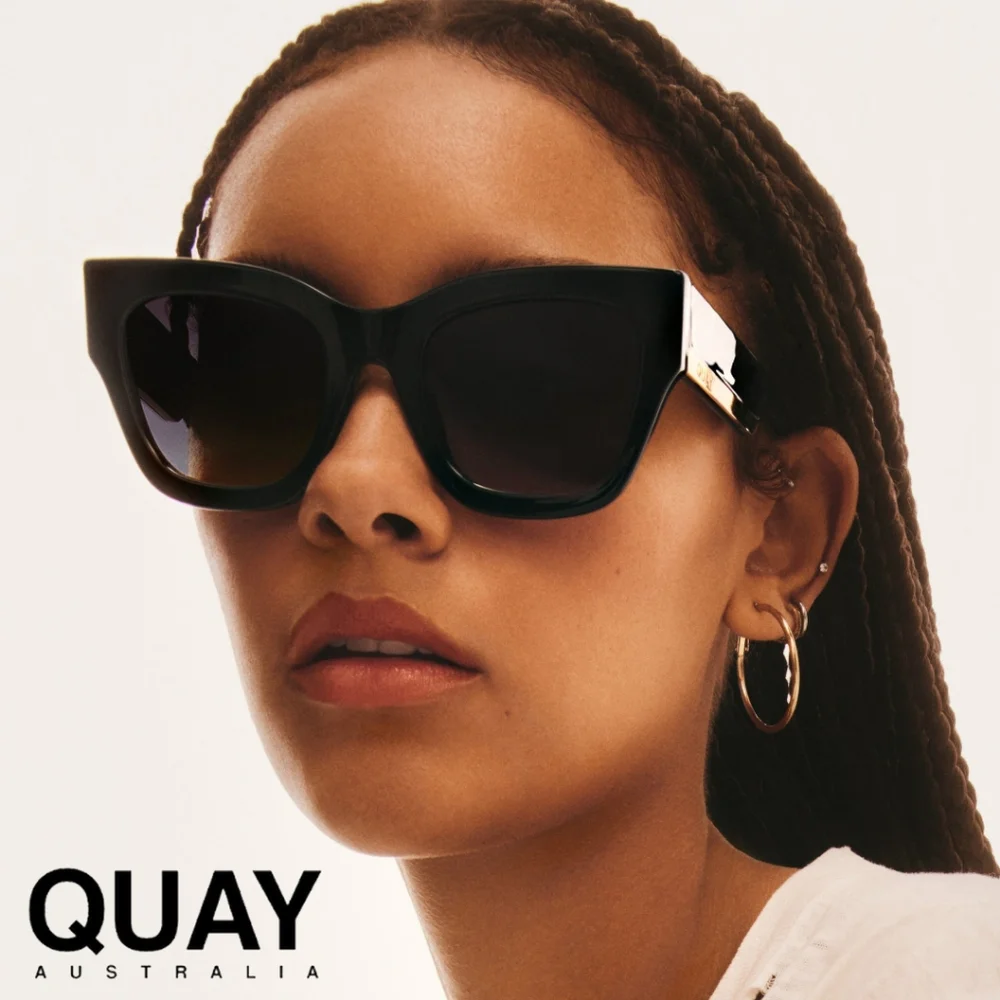 QUAY AUSTRALIA- By The Way Sunglasses- Black, Smoke - Picture 3 of 6